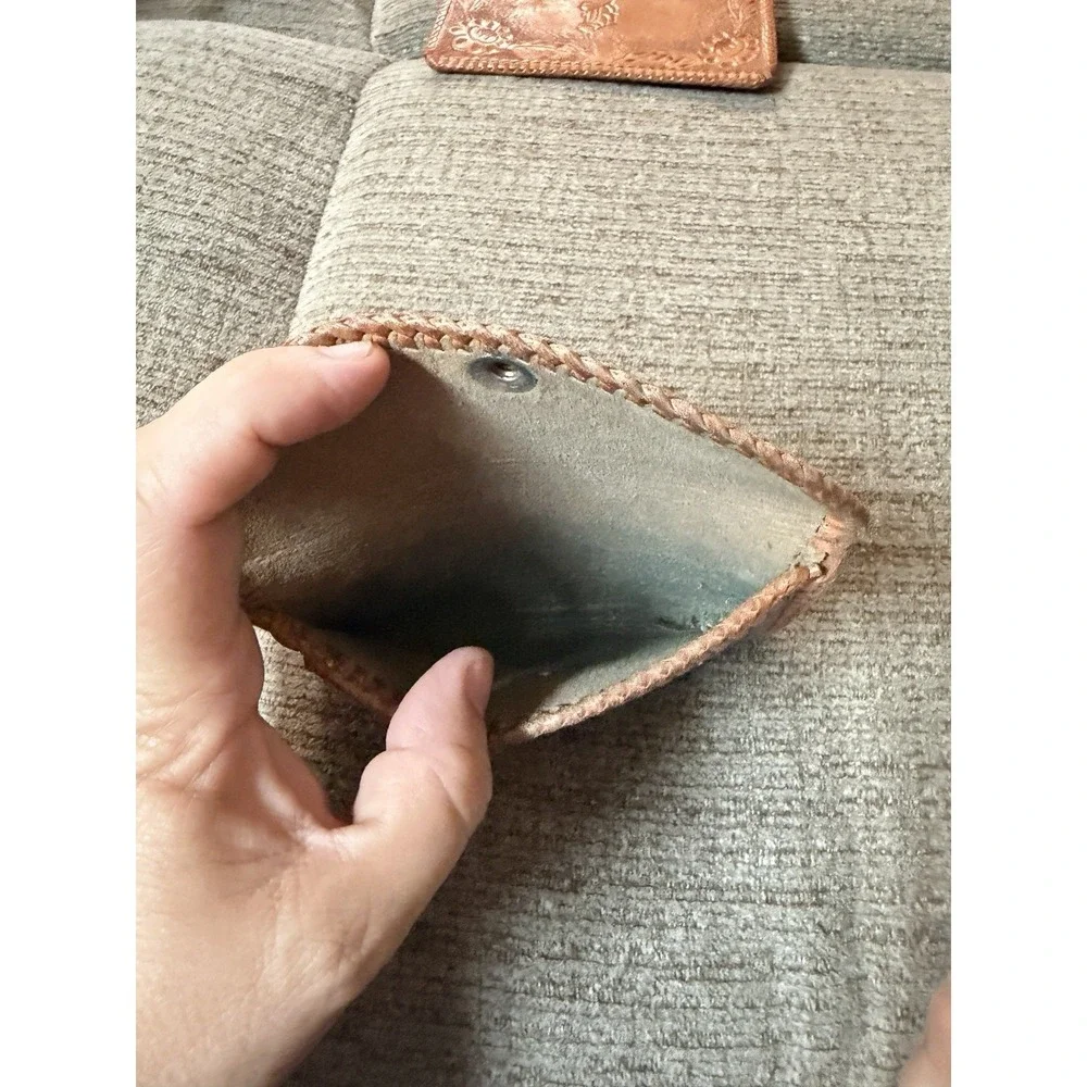 Vintage Hand‎ Toed Leather Western Wallet/Coin Purse  Set Of 2